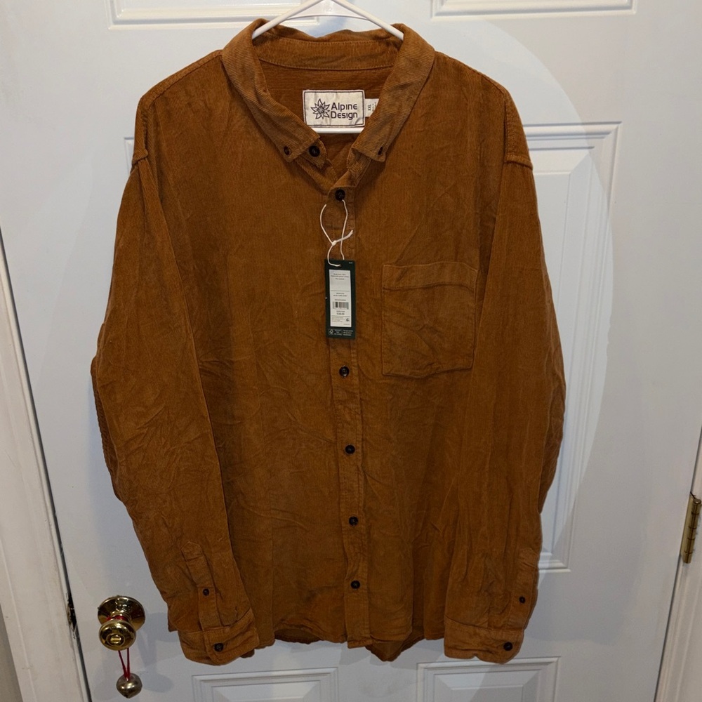 Alpine Design Men's Corduroy Button-Down Shirt in Brown